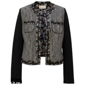 BCBGeneration black and white floral tweed jacket Medium 6-10